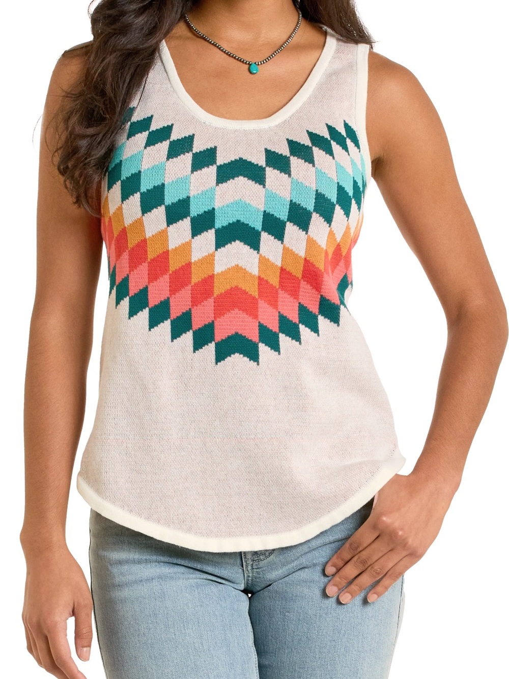 Panhandle Slim Western Chevron Sweater Tank • Sz L